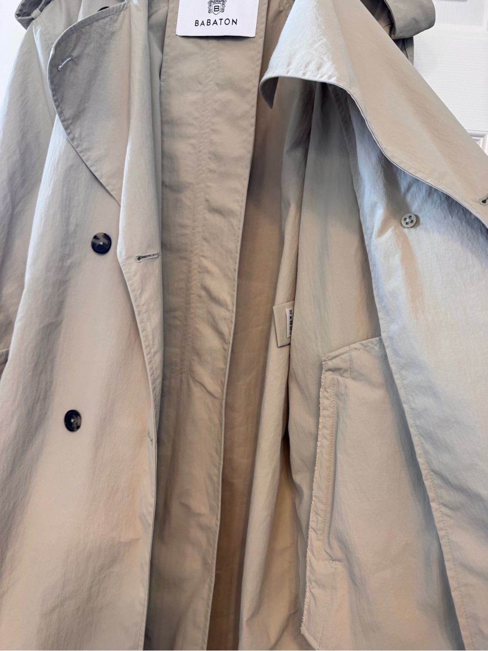 New - Aritzia Tan Long Double-Breasted Trench Coat - Picture 7 of 8